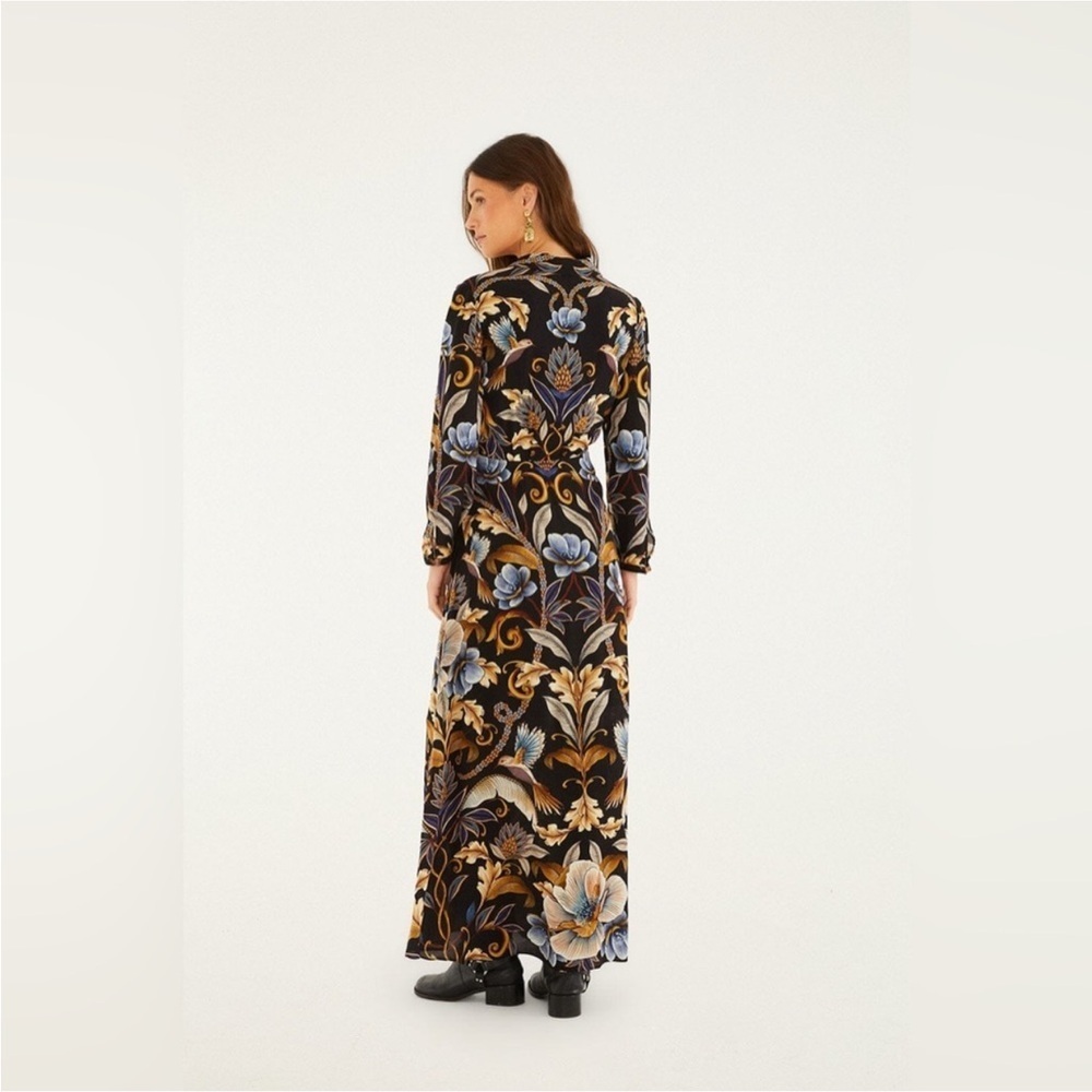 Farm Rio: Black Snake Garden Lenzing Viscose Maxi Dress long sleeve